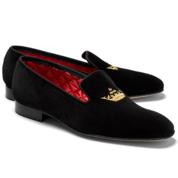 Brooks Brothers Classic Black Velvet Crown Slip on Loafers 9.5